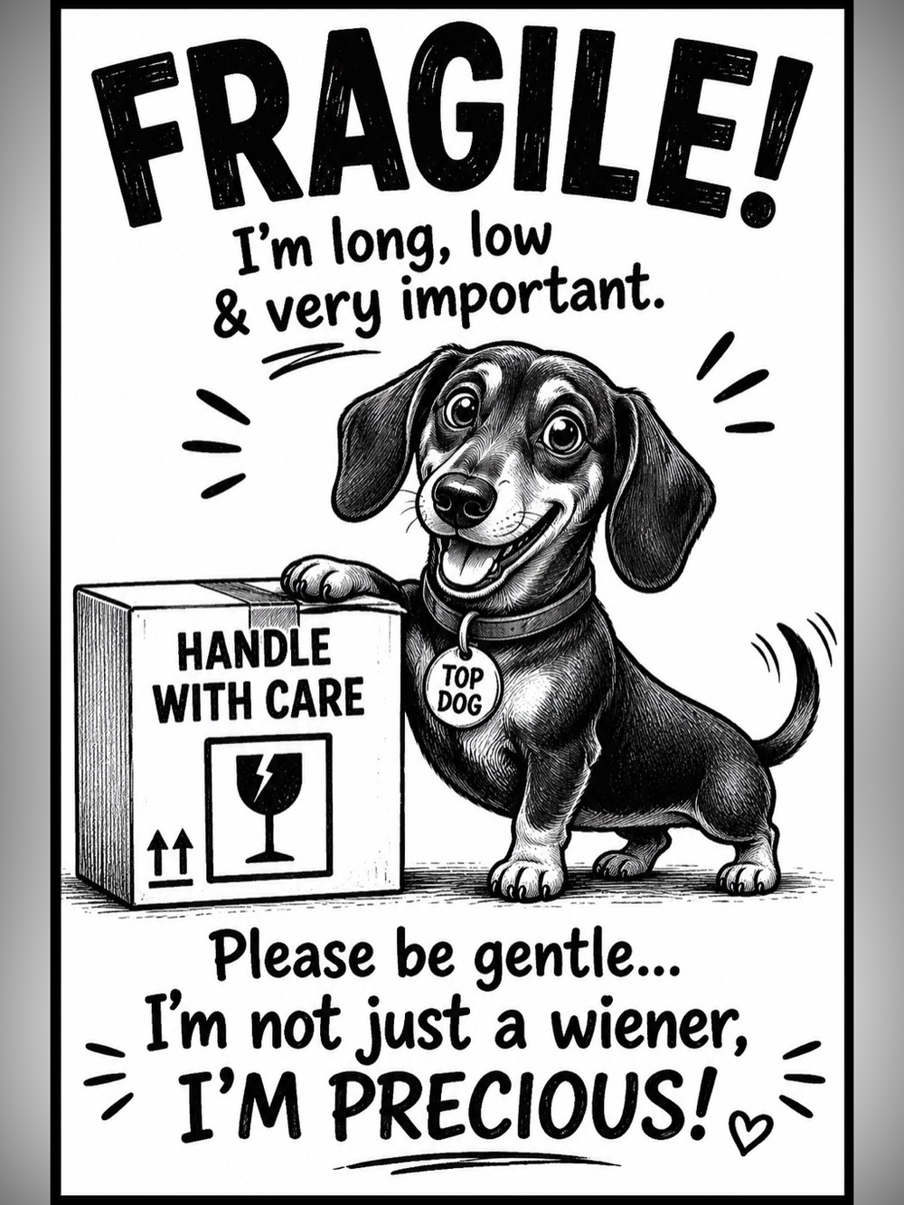 Black Dachshund 'Handle With Care' 50 count 4x6
